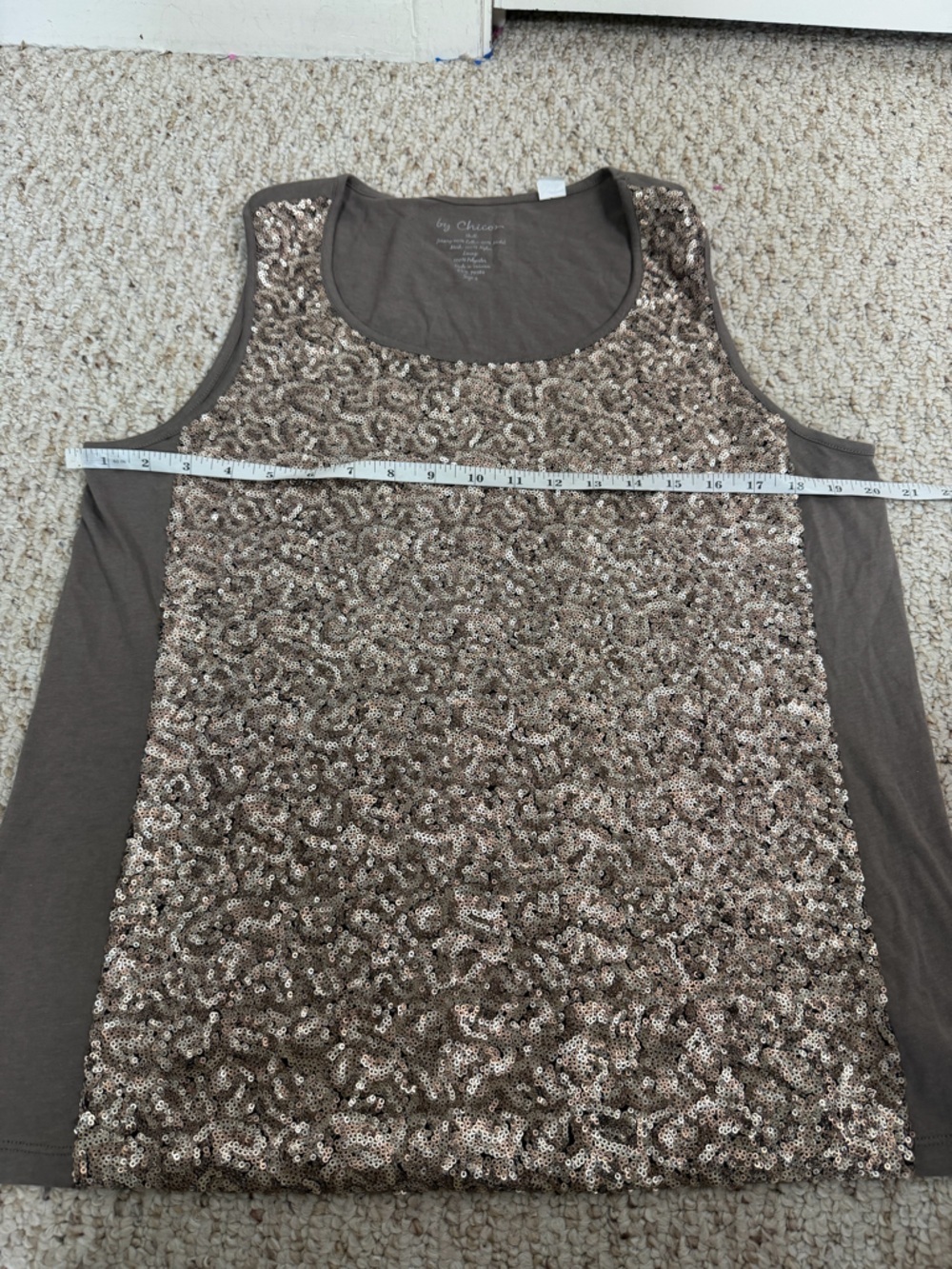 Chico's Brown Sequin Scoop Neck Tank size 2 - Picture 5 of 7